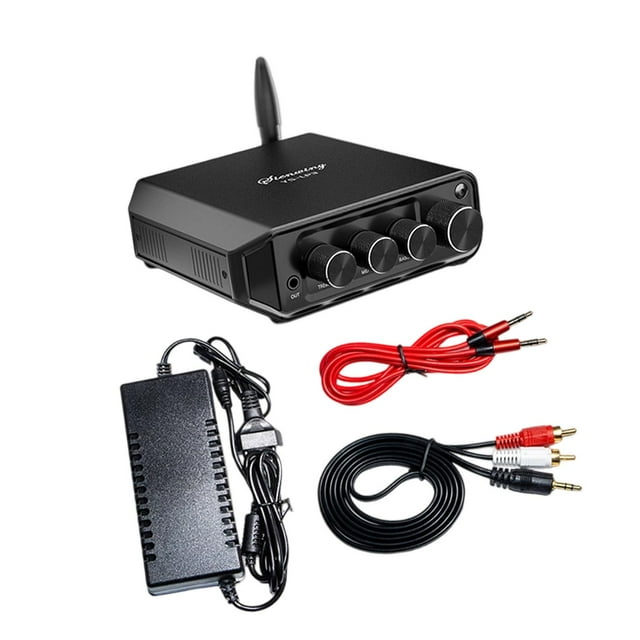 Amplificador de potencia estéreo de 2 canales con enchufe estadounidense, amplificador de audio para garaje, dormitorio y oficina.