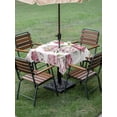 thumbnail image 3 of Outdoor Tablecloth with Umbrella Hole and Zipper, Pink Floral Square Table Cloth 60x60 Inch Waterproof Tablecloth, Spring Summer Modern Flower Leaf Picnic Table Cover for Patio Camping, 3 of 7