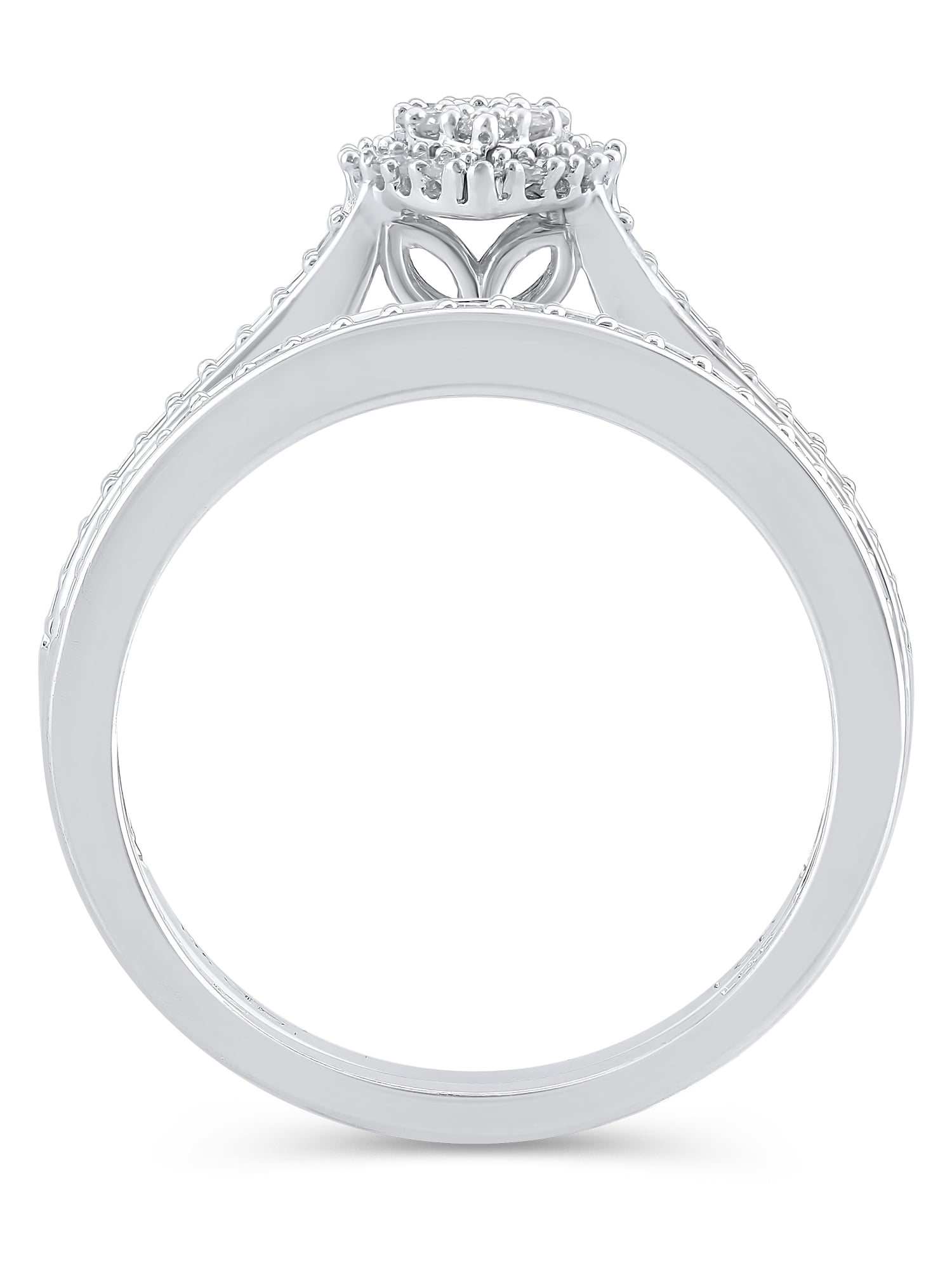 Brilliance Fine Jewelry 1/2 Carat Lab Grown Diamond Women Bridal Set Ring in 925 Sterling Silver