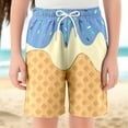 thumbnail image 2 of XUELUO Toddler Boys Pants Summer Cartoon Ice Cream Print Elastic Waist Drawstring Loose Comfortable Shorts Activewear,Blue,3-4 Years, 2 of 4