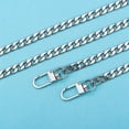 thumbnail image 3 of Correa de cadena plana de hierro de 63 pulgadas para bolsos, accesorios, correas para bolso, correas de hombro de repuesto, con 2 hebillas metálicas, platino, 3 of 7