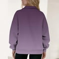 thumbnail image 5 of Sexlip Women's Solid Color Long Sleeve Zip Up Sweatshirt Hoodless Pullover Top with Pocket for Daily Travel Purple XXL, 5 of 5