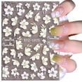 thumbnail image 2 of 3D Embossed Spring Flower Nail Art Stickers Decals 5D Self-Adhesive Pegatinas Uas White Floral Cherry Blossoms Nail Supplies Nail 4 Sheets, 2 of 4