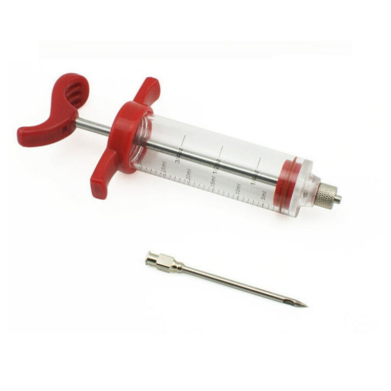 JY COOKMENT Meat Injector Syringe, 1-oz Marinade Flavor Injector with 2 Professional Needles,1 Cleaning Brushes