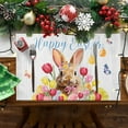 thumbnail image 4 of Easter Bunny Egg Pattern Linen Print Kitchen Dining Room Insulated Decorative Placemat（10）, 4 of 8
