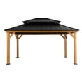 thumbnail image 2 of Sunjoy Bridgeport 13 ft. x 15 ft. Cedar Framed Gazebo with Steel Hardtop, Black, 2 of 13