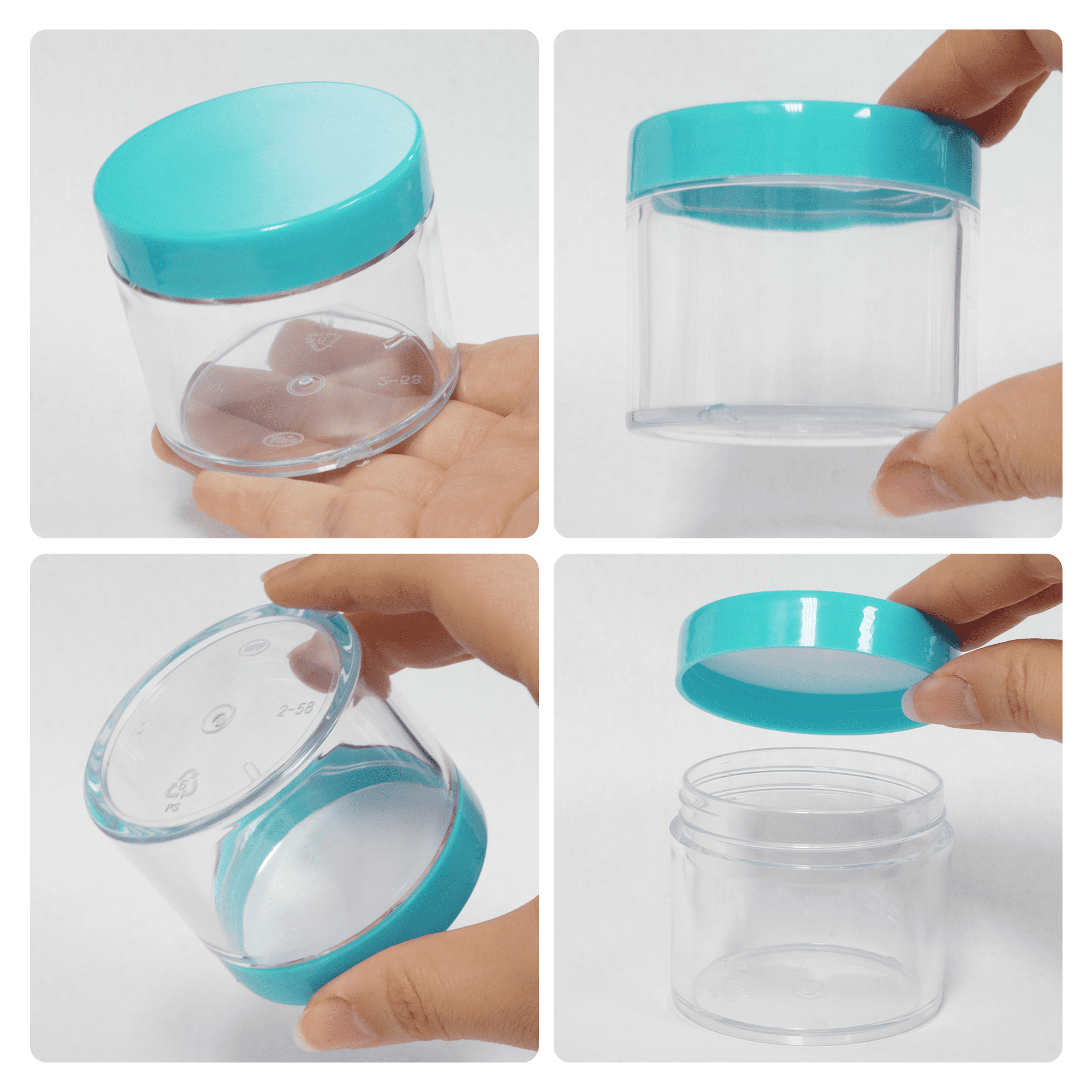 Beauticom 36 Jars High Quality 60 Gram/ML 2 Oz Thick Acrylic Sample Container Jars - BPA Free (Teal)