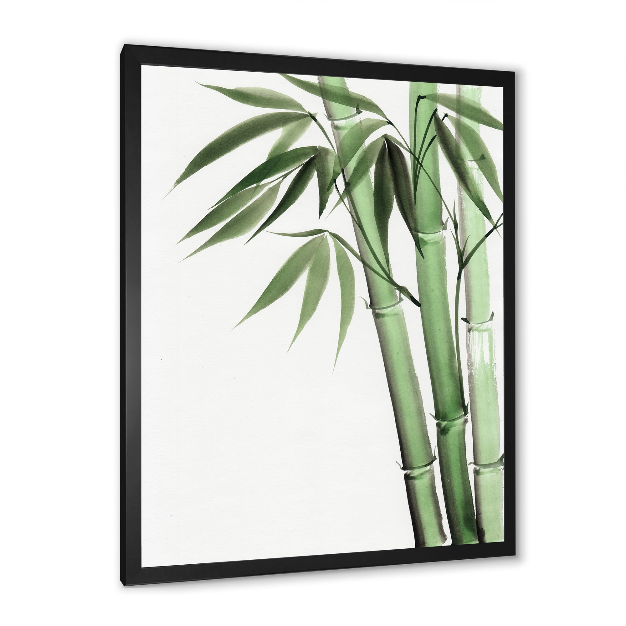 Designart 'Palm Bamboo Detail On White II' Traditional Framed Art Print