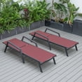 thumbnail image 4 of LeisureMod Marlin Poolside Outdoor Patio Lawn and Garden Modern Black Powder Coated Aluminum Frame Suntan Sling Chaise Lounge Chair with Armrests, Set of 2 (Burgundy), 4 of 9