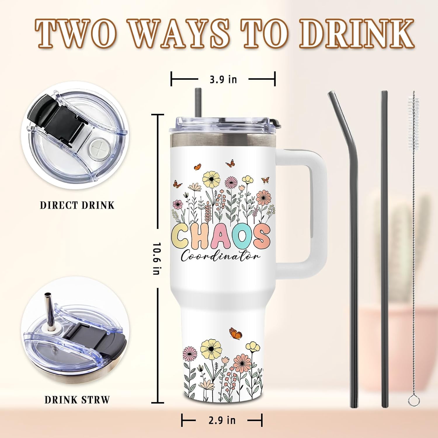 Work Forecast Gifts for Women, Birthday Tumbler for Coworker, Boss, Christmas Funny Gift Ideas, Scattered Sarcasm Sarcastic, 40 Oz Tumbler with Handle Lid and Straw Christmas Gifts, 1PCS