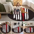 thumbnail image 6 of Round Area Rug 4ft, American Flag Baseball Non-Shedding Washable Area Rug, Patriot Black and White Red Non Slip Low-Profile Circle Rugs for Living Room, Bedroom Dining Room, 6 of 9