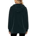 thumbnail image 5 of Fesfesfes Women's Casual Velour Hooded Pullover Sweatshirt Long Sleeve Drawstring Hoodie Top with Kangaroo Pocket Solid Color Loose Fit for Fall Winter Daily Wear, 5 of 8