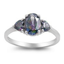 CHOOSE YOUR COLOR Women's Multi-color CZ Ring .925 Sterling Silver Band Black Female Size 6