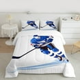 thumbnail image 3 of Homewish Teens Ball Game Full Size Comforter Sets,Hockey Sport Theme Bedding Comforter Set,White Blue Bedding Sets For Boys Kids,Luxury Bedroom Decor Reversible,3pcs, 3 of 9