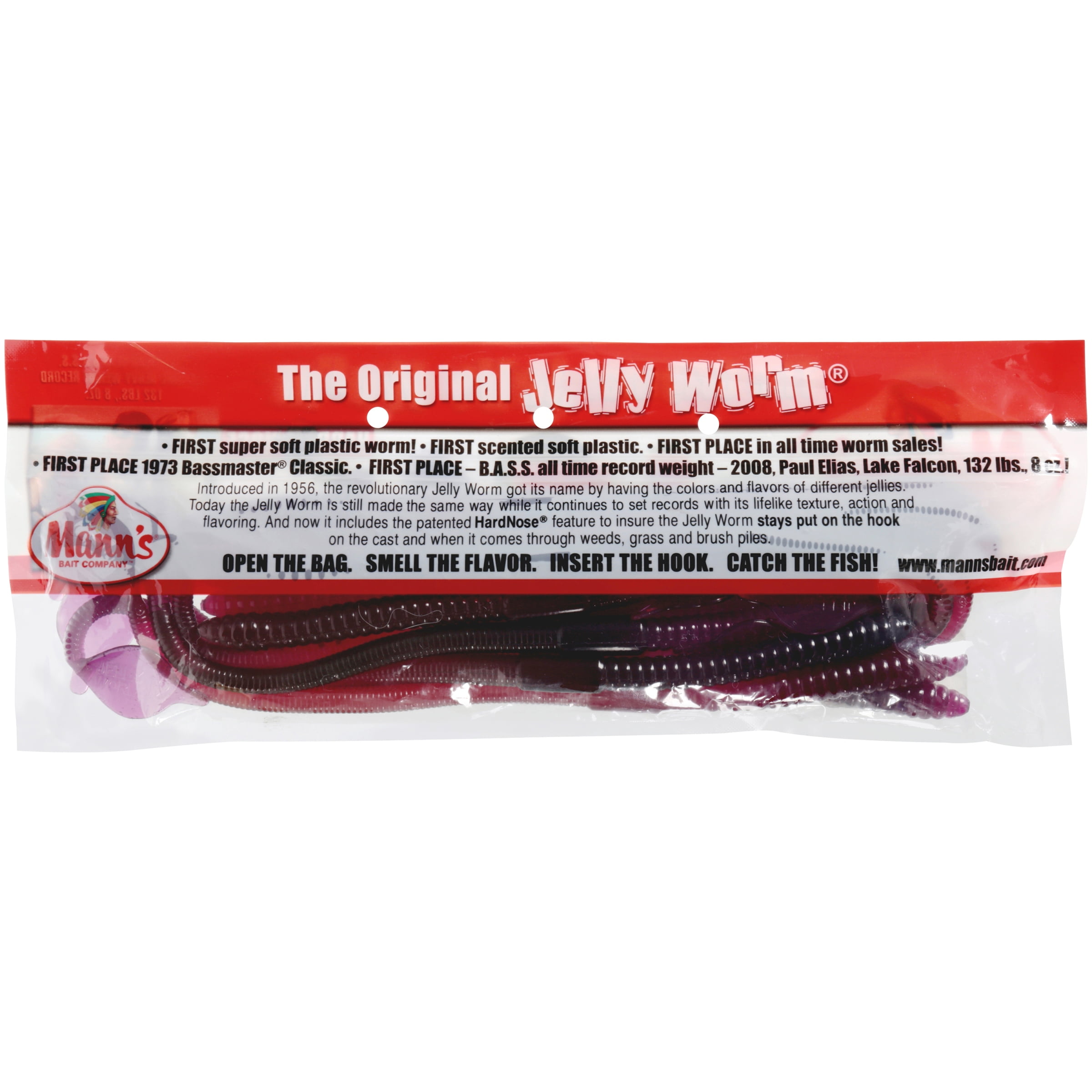 Mann/'s 12 pack of 6/" Hard Nose Worms with Unique Tail HNW6-21 in ELECTRIC GRAPE