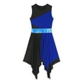 thumbnail image 5 of Haitryli Women Sleeveless Color Block Lyrical Modern Dance Dress Liturgical Praise Tunic Blue&Black S, 5 of 7