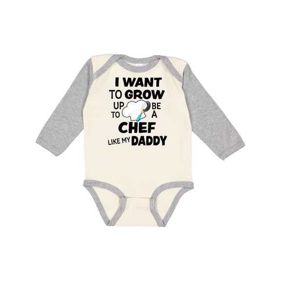 Inktastic I Want To Grow up To Be a Chef Like My Daddy Boys or Girls Long Sleeve Baby Bodysuit