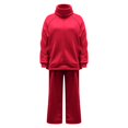 thumbnail image 4 of Women's Elegant Mock Neck Sweatshirt and Wide Leg Pants Set, Fall Winter Two Piece Outfit, Casual Lounge Set, Matching Sweatsuit, Athleisure Set Red L, 4 of 7