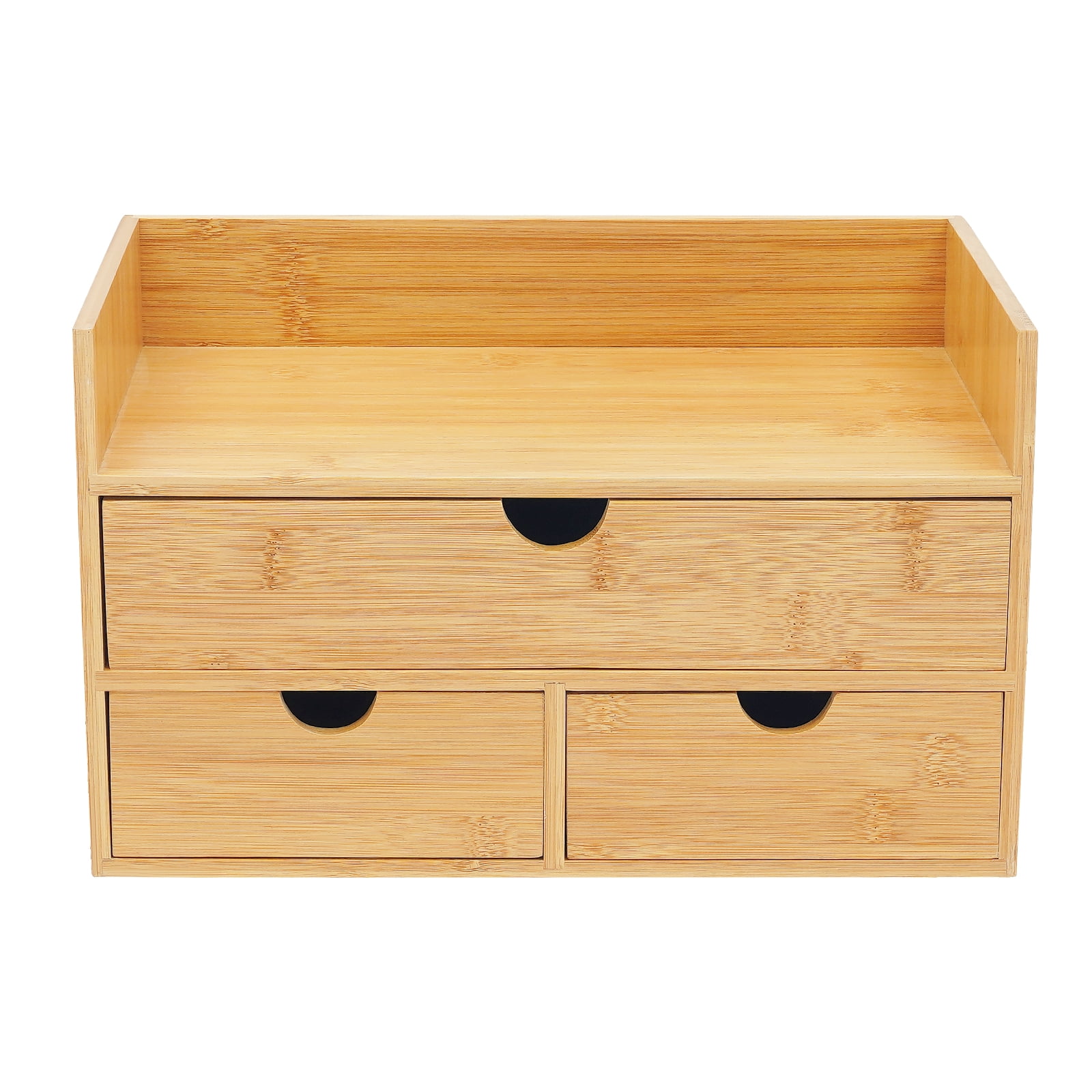 Vintoro Natural Bamboo Desk Organizer with 3 Drawers, Mini Storage Organization Box, for Office Home