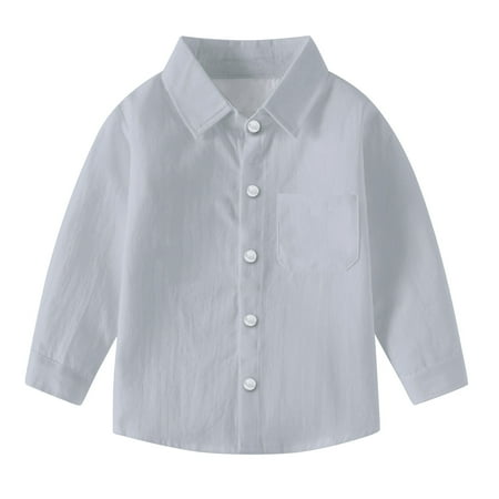 

NaWent Clearance Boy s Shirt Long Sleeve Button Down Casual Shirt School Uniform Top Shirt for formal Event and Special Occasions Gray 12 Months