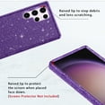 thumbnail image 4 of CASEFIV for Samsung Galaxy S23 Ultra Case 6.8 Inch, [with 2Pcs Camera Lens Protector] Shiny Sparkly Bling Three Layer Shockproof Phone Cover,Purple/Silver Glitter, 4 of 8