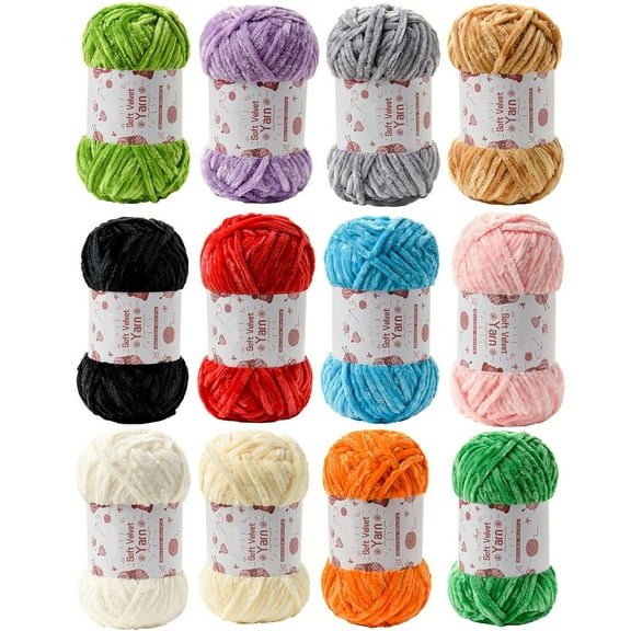 Fuebueo Clearance Chenille Chunky Yarn,Bulky Thick Fluffy Yarn for Knitting,Super Bulky Chunky Yarn for Hand Knitting Blanket, Soft Plush Yarn