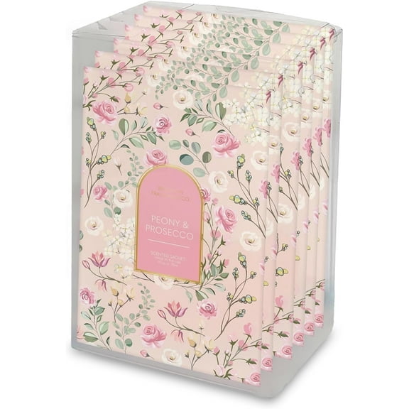 Brooklyn Fragrance Co. Arches Sachet Bags – Peony and Prosecco Floral Scented Pouches – Perfect Aroma for Drawers, Closets, Cars and Bathrooms – Long-Lasting Fresh Scent Sachets (6- Pack)