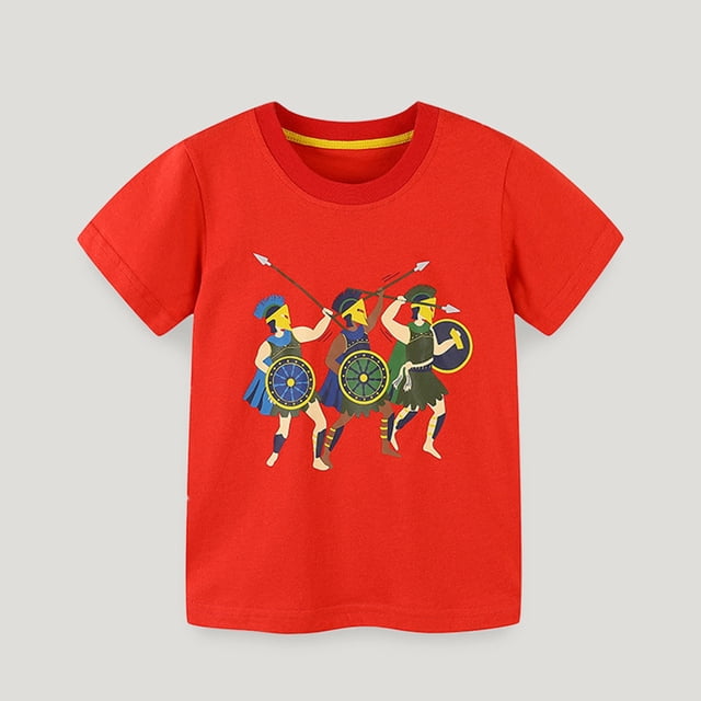 LSLJS T-shirt 2-7 Ans Imprimé Col Rond Haut Pull Garçon Manches Courtes Vêtements d'Été Vêtements Enfants Tendance 2024