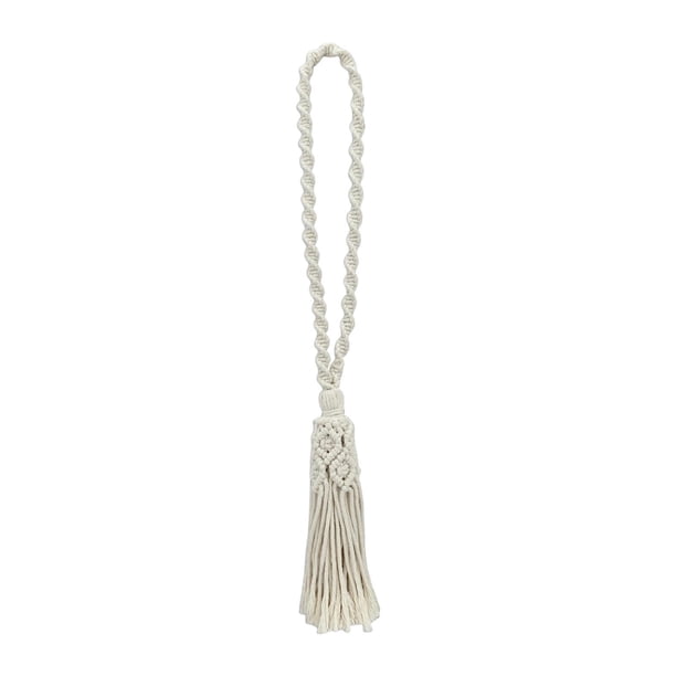 Abrazadera de cortina de macramé bohemio, abrazadera de cortina, decoración de regalo, tejida a mano bohemia 1 borla de 53 cm de largo