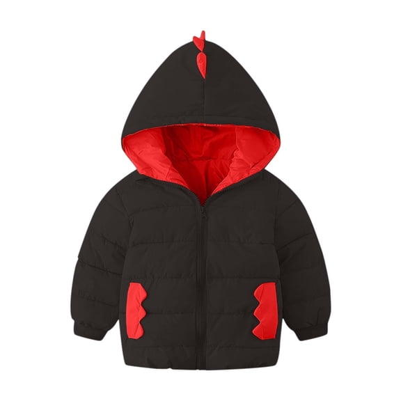 Aoochasliy Coats for Girls Boys Jacket Kids Boys Light Down Coats with Dinosaur Hoodie Girl Clothes