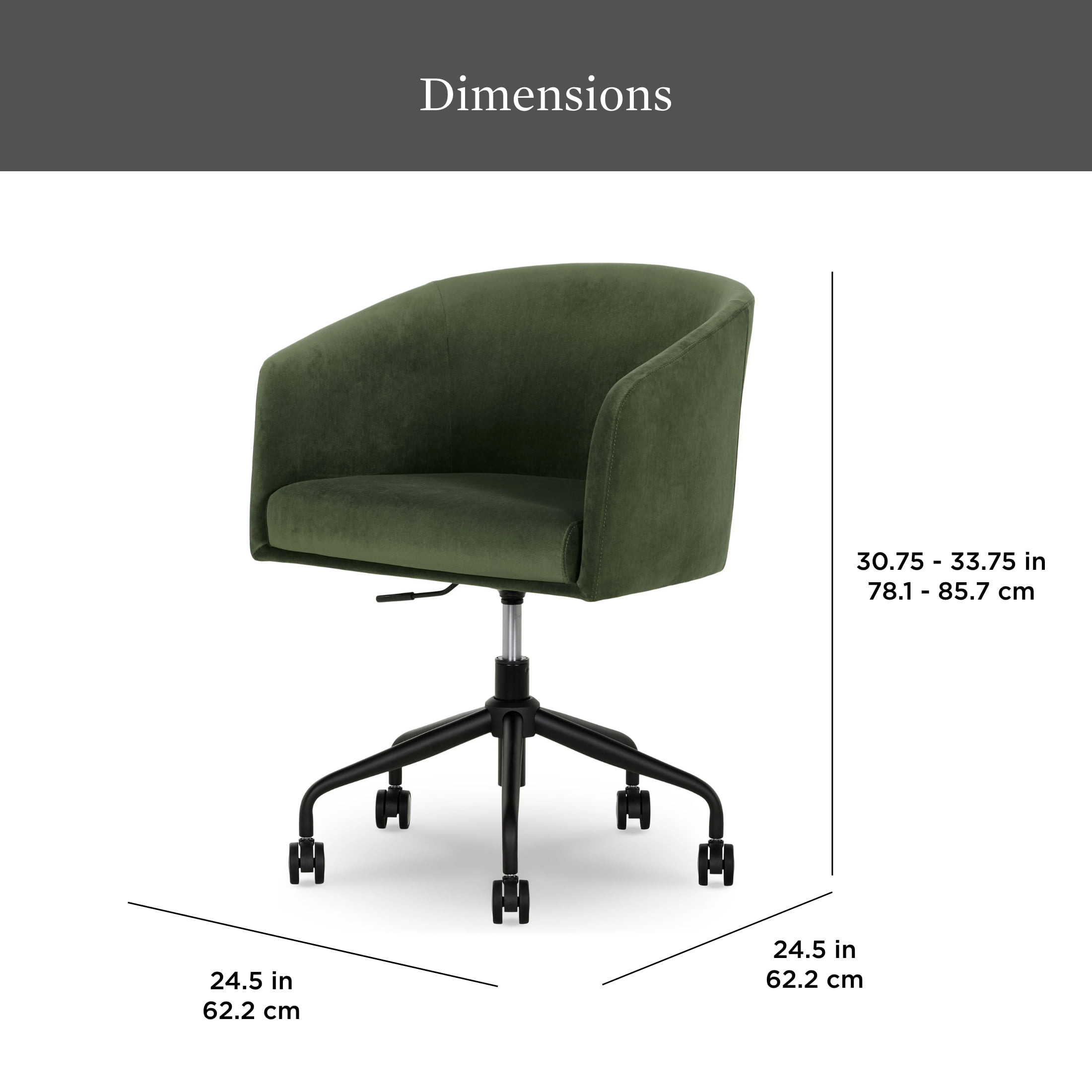 Better Homes & Gardens Wyatt Velvet Office Chair, Olive