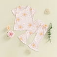 thumbnail image 2 of UAYOTSE Baby Girl Outfits Floral Summer Clothes 9 12 18 24 Months Infant Waffle Short Sleeve Tops + Shorts Set,Sizes 2-3 Years, 2 of 4