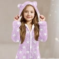 thumbnail image 5 of ATOGUTA Girls Fleece Pants Unisex Kids Fleece Hooded Jumpsuits Long Sleeve Rompers Sleepwear Outfits Size 5T-15, Purple, 5 of 5