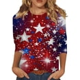 thumbnail image 2 of Hogleaql Women’s 250th Anniversary Usa Shirt 3/4 Sleeve Crew Neck Usa 1776-2026 T-Shirt Independence Day Patriotic Fashion Blouse Wine XL, 2 of 5