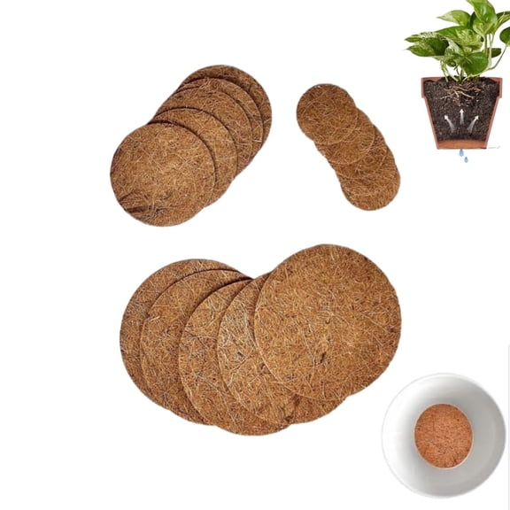 QZS Flower Basket Coco Mat,15pack Coconut Fiber Flower Pot Hole Mesh Pad,Coconut Fiber Plant Basket Drainage Mat for Window,Garden,2/3.9/5.9in
