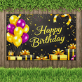 thumbnail image 6 of Black Background Happy Birthday Banner with Gold Purple Balloons Crown Gifts Backdrop Party Decorations Photography Props Birthday Party Supplies, 6 of 7