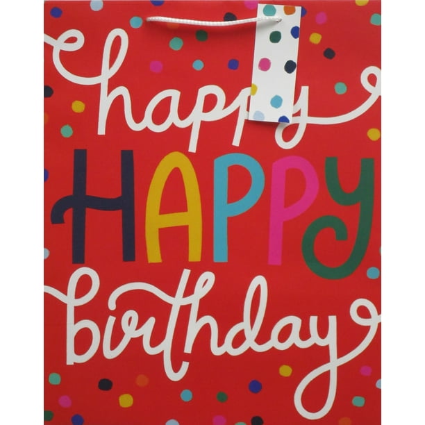 Way to Celebrate Extra Large Red Paper Gift Bag Birthday Confetti, 12
