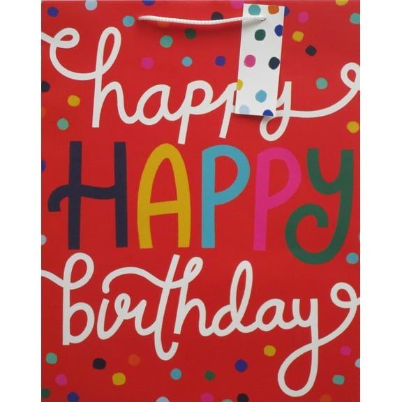 Way to Celebrate Extra Large Red Paper Gift Bag Birthday Confetti, 12" x 5" x 15", 1 Count