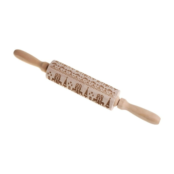 Rodillo de madera con relieve navideño Rodillo para repujar masa de galletas Estilo B