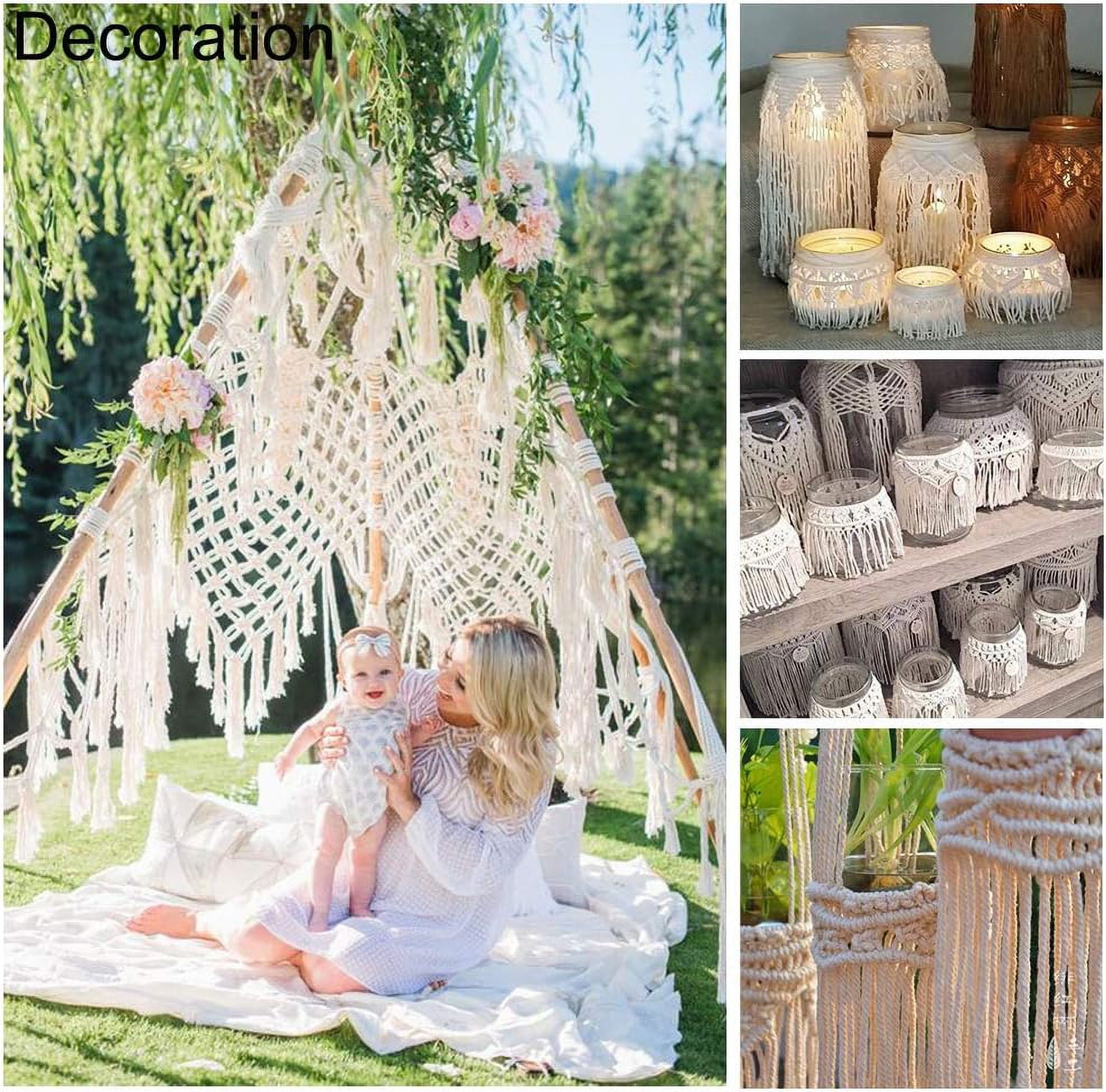 1Roll Macrame Cotton Cord Twisted Cotton Rope for Wall Hanging Plant Hangers Crafts and Wedding Decorations Floral White 4mm 120.29 yards(110m)/roll