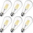 thumbnail image 1 of Ampoule à Filament Led E27 St64 4w, Blanc Chaud 3000k, Ampoule Rétro, Non Dimmable, Lot de 6, 1 of 5