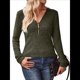 thumbnail image 1 of Suéter Holgado de Punto Acanalado con Cuello de Media Cremallera para Mujer, Blusas Casuales de Larga de Color Liso, Blusas Cómodas y Cálidas Verde XL, 1 of 9
