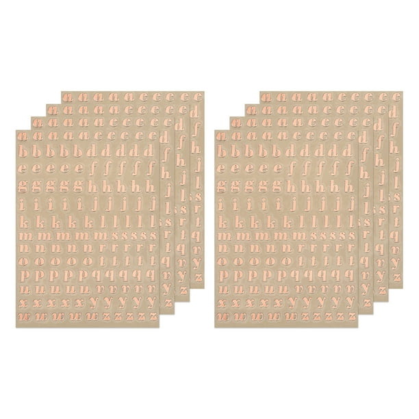Pegatinas de Letra de resina Unique Bargains 8 Hojas Mini Alfabeto Brillo Rosa Rojo 4,5mm Alto