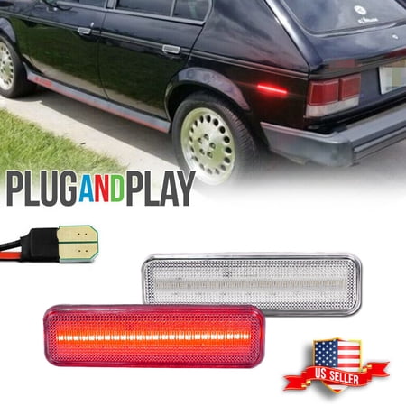 GTINTHEBOX 2x Clear Lens Red LED Rear Side Marker Signal Lights For Dodge Plymouth 03587440