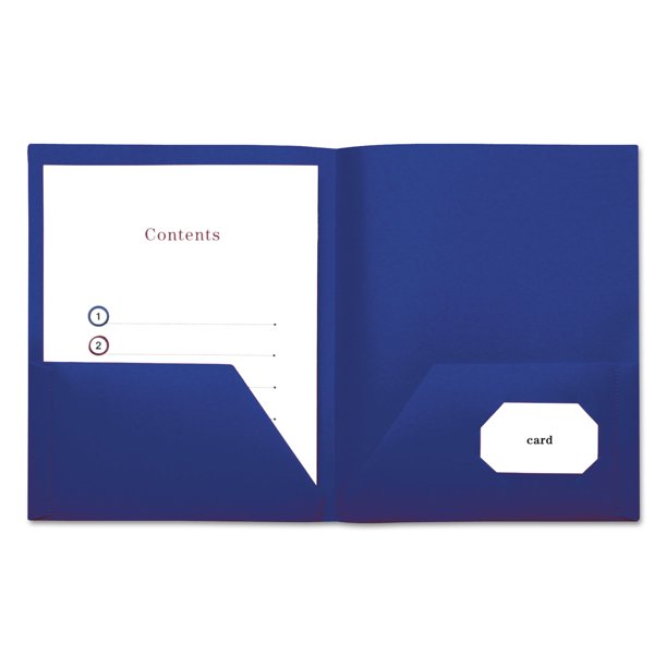 TwoPocket Plastic Folders, 100Sheet Capacity, 11 X 8.5, Navy Blue, 10/pack Bundle of 5 Packs