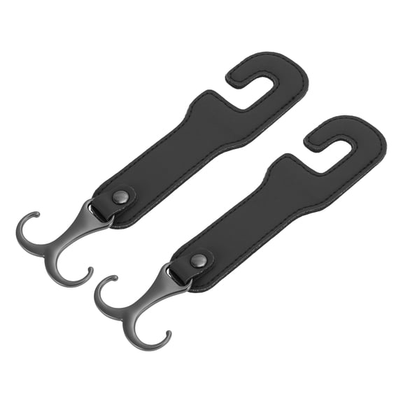Unique Bargains 2 Pcs for Purses and Bags, Umbrella Etc Car Seat Headrest Hook Sturdy Car Seat Back Organizer Hooks Black Faux Leather Metal 7.48"x2.05"