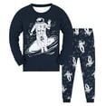 thumbnail image 2 of NIEWTR Baby Boy Clothes Toddler Kids Sweatsuits 2 Piece Set Infant Toddler Boy Crewneck Long Sleeve Shirt with Elastic Waist Pajama Pants Fall Winter Soft for 0-3M(A-Blue,8-9 Years), 2 of 4