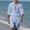 Light Blue, variant on Hrsba Men Outfits 2 Piece Set, Solid Color Linen Button Lapel Long Sleeve Shirt and Drawstring Elastic Waist Shorts Summer Beach Set