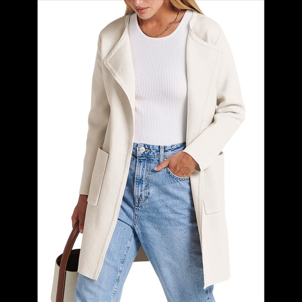 Abrigo Informal Cómodo de Lana con Solapa para Mujer, Chaqueta Informal de Moda, Abrigo , Ropa de Otoño e Invierno XXL