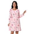 thumbnail image 3 of FEREMO Long Sleeve Nightgowns for Women Cotton Printed Sleepshirt Soft Loose House Dresses 2 Pack, 3 of 8
